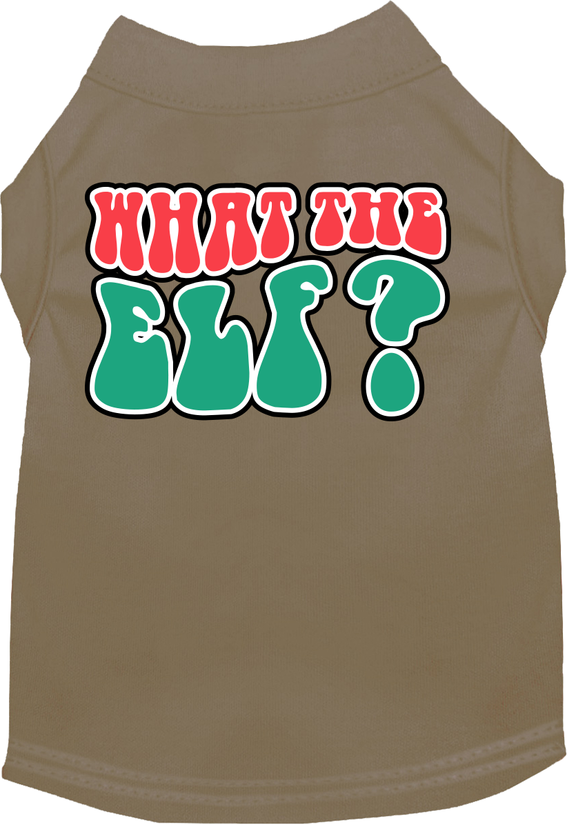 What the Elf Screen Print Dog Shirt Tan Size XS